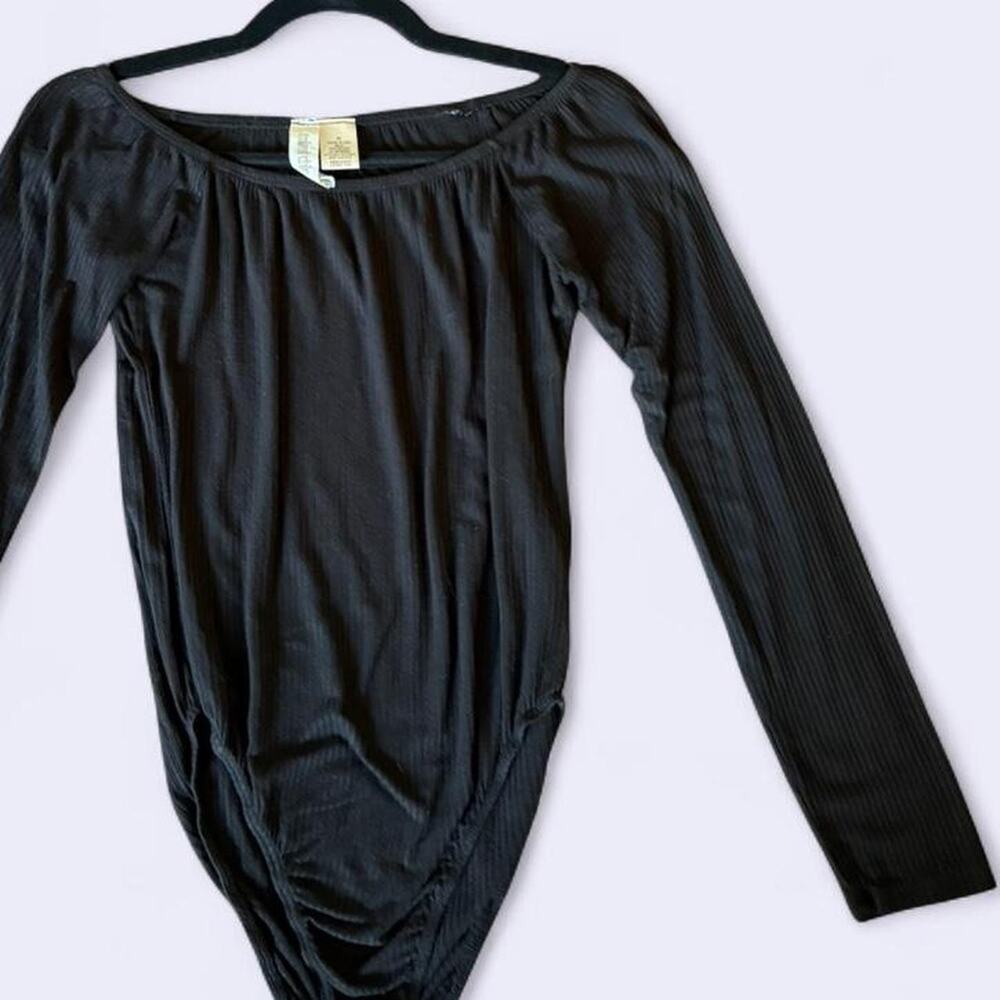Black Mimi Chica Off the Shoulder Bodysuit Made in USA
